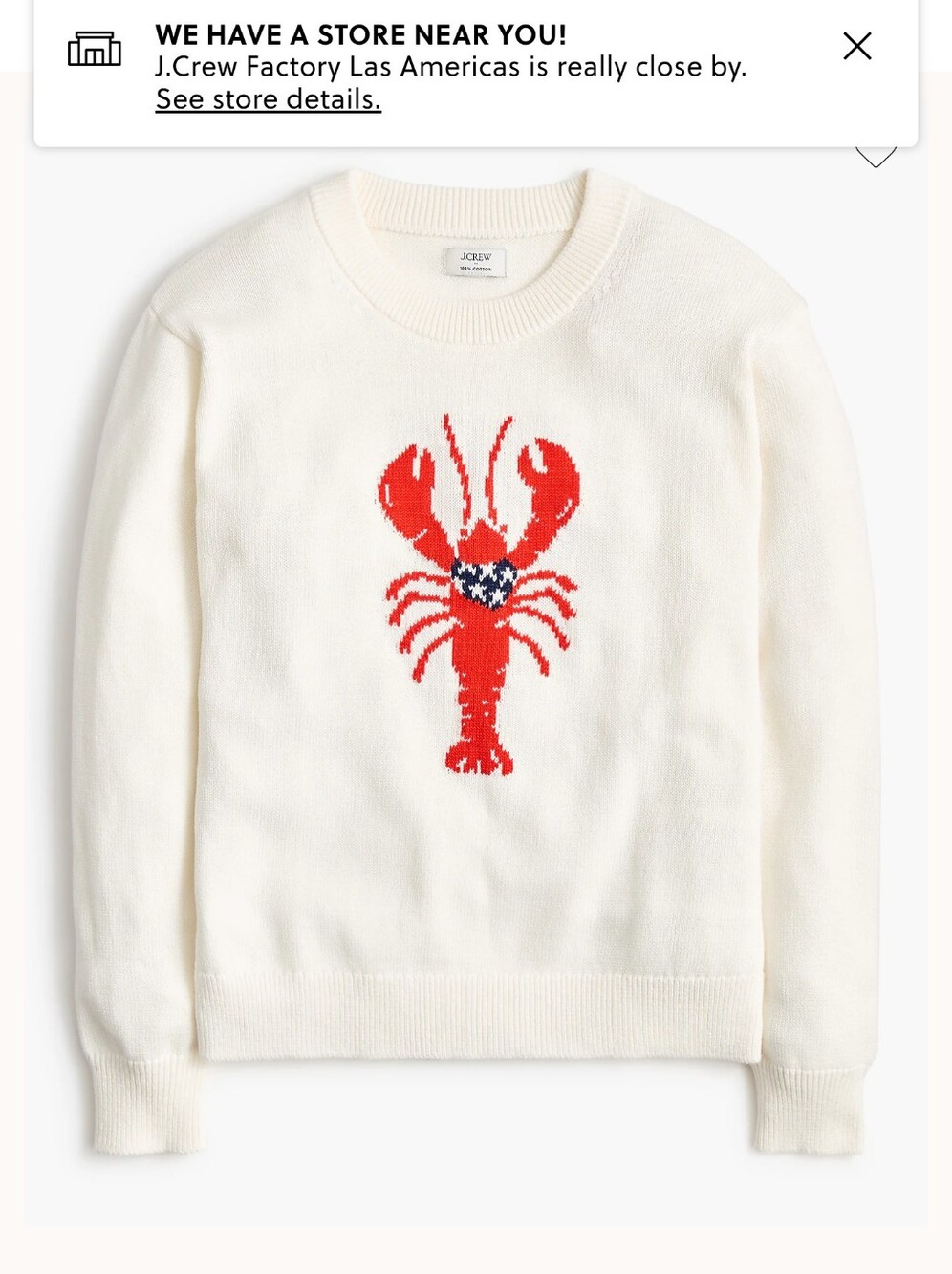 J. Crew Factory Lobster Cream Crewneck Sweater NWT